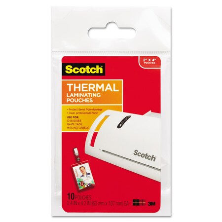 Scotch Laminating Pouches, 5 mil, 2.25" x 4.25", Gloss Clear, PK10 TP5852-10